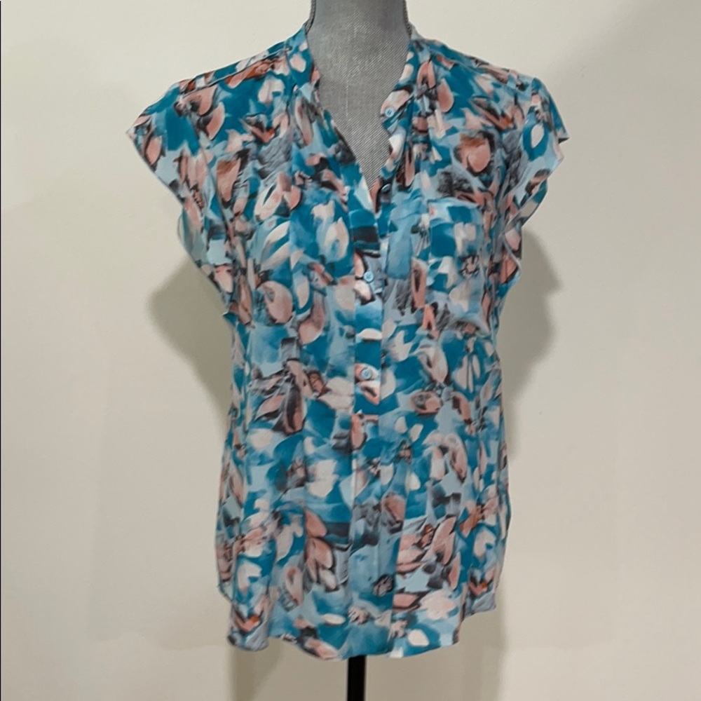 Rebecca Taylor silk blouse flutter sleeve 6